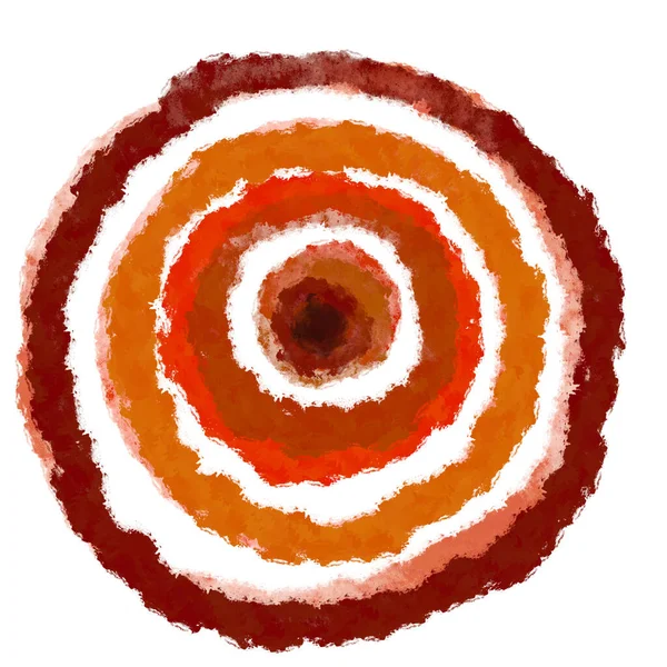 Circle painted watercolor swirl isolated on white background, Red, Orange, Brown color, Hand drawn, Round strokes of the paint brush, Polka dot pattern, Liquid fluid grunge texture, Abstract, Gradient shape, Creative, Element, Watercolor illustration