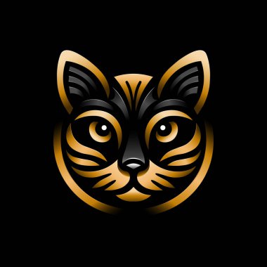 Basit ama zarif bir altın kedi kafası logosu. Prestij ve ayrıcalık yayıyor. Lüks marka ve işletmeler için mükemmel bir logo..