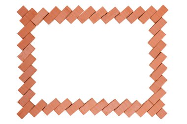 Frame made of diagonally arranged model bricks isolated on white background. clipart