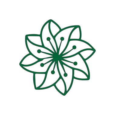 Yeşil Çiçek Amblemi Dekoratif Şekillendirilmiş Çiçek vektör Tasarımı.