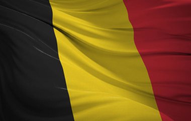 Sallanan Belçika bayrağının yakın çekimi, vatansever tasarımlar, Bağımsızlık Günü kutlamaları veya seyahat malzemeleri için mükemmel..