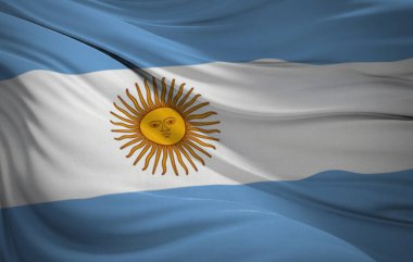 Vatansever tasarımlar, Bağımsızlık Günü kutlamaları ya da seyahat malzemeleri için uygun Arjantin bayrağının yakın çekimi.