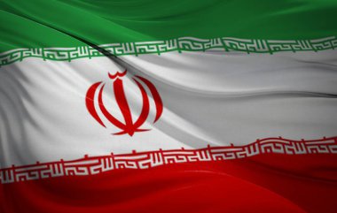 Vatansever tasarımlar, Bağımsızlık Günü kutlamaları ya da seyahat malzemeleri için mükemmel Sallanan İran Bayrağı 'nın yakın çekimi