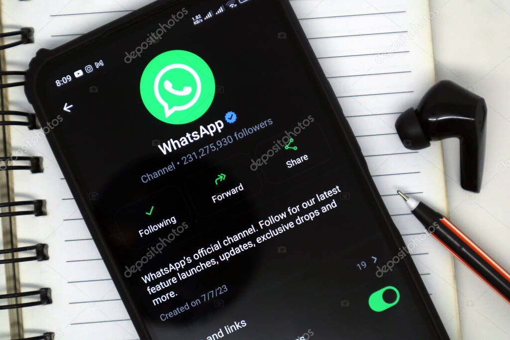 Madiun, Indonesia - September 20, 2025 : Official WhatsApp Channel displayed on Android smartphone.