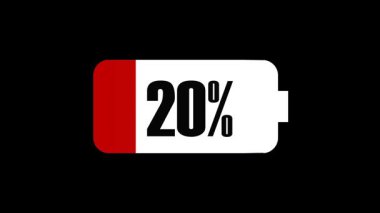 Siyah Arkaplanda Yüzdelik Görünümle Animasyon Batarya Yükleme Süreci