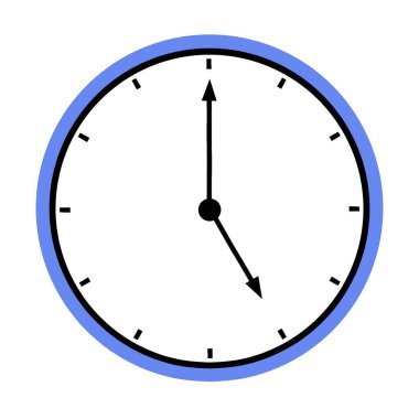 Illustration of five oclock with a simple blue border. Minimalist design for time, punctuality, and schedule concepts.