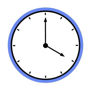 Illustration of four oclock with a simple blue border. Minimalist design for time, punctuality, and schedule concepts.