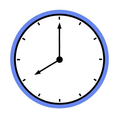 Illustration of eight oclock with a simple blue border. Minimalist design for time, punctuality, and schedule concepts.
