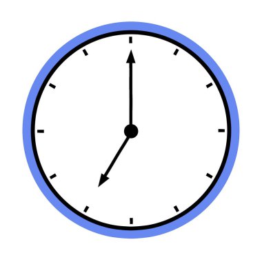 Illustration of seven oclock with a simple blue border. Minimalist design for time, punctuality, and schedule concepts.