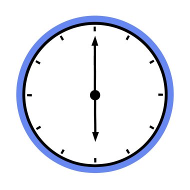 Illustration of six oclock with a simple blue border. Minimalist design for time, punctuality, and schedule concepts.