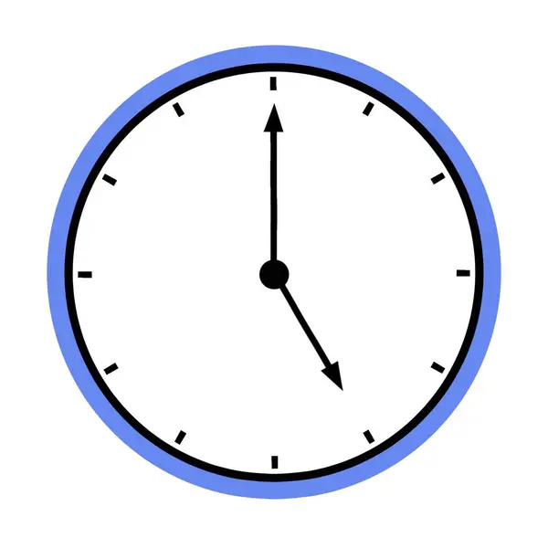Illustration of five oclock with a simple blue border. Minimalist design for time, punctuality, and schedule concepts.