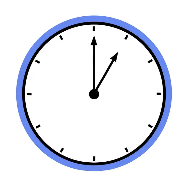 Illustration of one oclock with a simple blue border. Minimalist design for time, punctuality, and schedule concepts.
