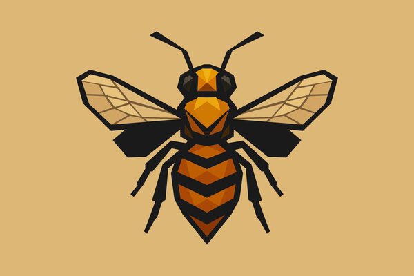 Vector illustration of a honey bee with detailed wings and body. Perfect for branding, nature concepts, honey products, eco-friendly designs, and educational projects.