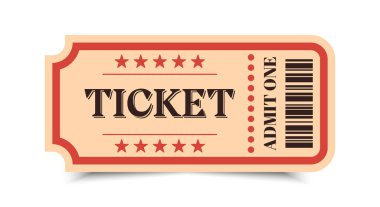 Retro bilet tasarım şablonu. Birini kabul et. Sinema, sinema, sirk, karnaval, film, festival için bilet. Vektör illüstrasyonu