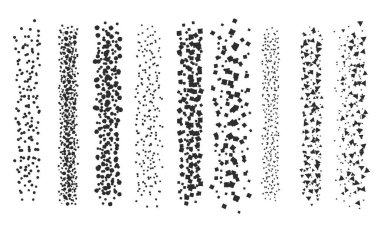 Mürekkep serpme fırçası, benek çizimi ve dokusu. Gittikçe azalıyor. Noktalama, noktalama çizimi, noktalar kullanarak gölgeleme. Yarım ton bozunma etkisi. Beyaz gürültü tanecikli doku. Vektör illüstrasyonu