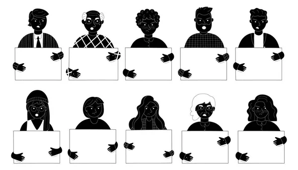 Stop Gun Violence Concept Différentes Personnes Tenant Des Pancartes Avec — Image vectorielle