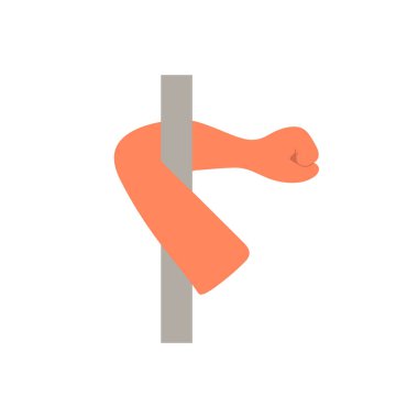 Kutup dansı konsepti. Basit tek elle kavrayış. Tasarım için tek element, clipart. Pylon dans kulübü. Spor, direkte bir kız. Vektör illüstrasyonu