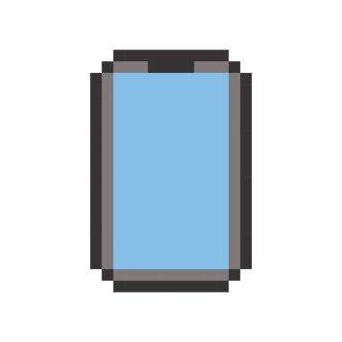 Piksel tasarımlı cep telefonu çizimi. Beyaz arkaplanda izole vektör simgesi