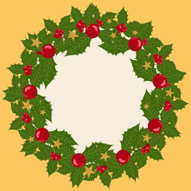 Christmas Wreath Garland Decoration Vector for Celebration Festival, Traditional Festive Hand Drawn