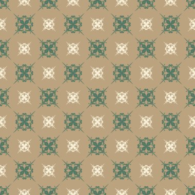 Classy Monogram Tri - Color Green Beige Brown. Seamless Pattern Vector. Inspired from Nature on Earth illustration. The Delicate Design for Apparel, silk, hand draw, background, mystery, invitation.