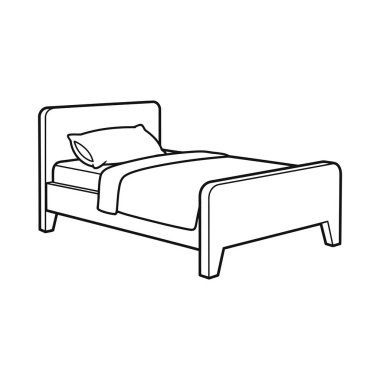 Yastık ve battaniyeli tek bir yatak çizgisi boyama kitabı için mükemmel. Yaratıcılığı serbest bırakın ve rüya odanızı canlı renklerle tasarlayın..