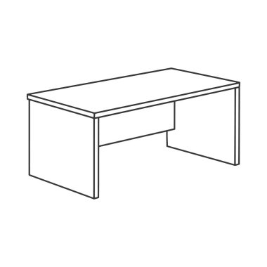 Modern bir masanın minimalist çizimi, boyama kitabı için mükemmel. Yaratıcılığınızı serbest bırakın ve bu basit ofis mobilyasına canlı renkler ekleyin.