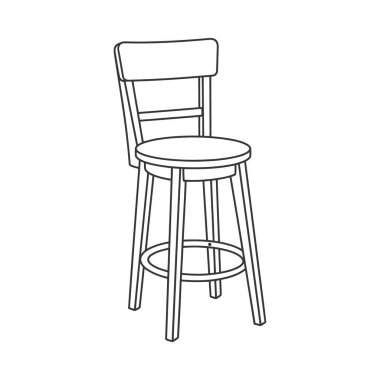 Klasik bir bar taburesinin basit bir çizimi, ahşap koltuğu ve boyama kitabı için mükemmel bir arkası var. Sanatsal yanınızı serbest bırakın ve bu mobilya tasarımına canlı renkler ekleyin.