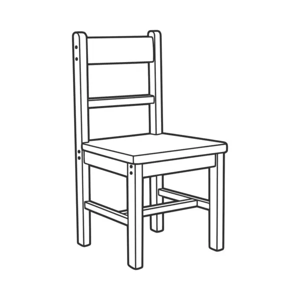 Basit bir tahta sandalye çizimi, boyama kitabı için mükemmel. Basit tasarımı, çocuklar ve yetişkinler için yaratıcılıklarını serbest bırakıp renk katmayı ideal kılıyor..