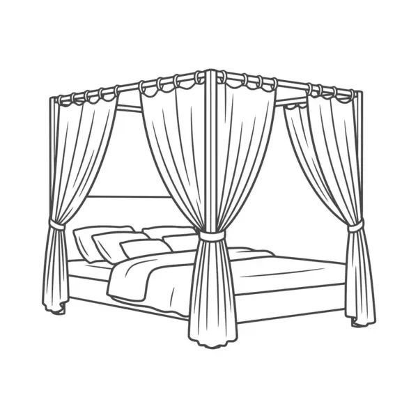 Yaratıcılığınızı bu dört direkli lüks yatağın detaylı çizimiyle serbest bırakın. Huzurlu ve sanatsal bir proje arayan boyama meraklıları için mükemmel. Rahatlama ve ev dekorasyonu için ideal..