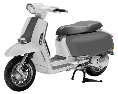 Beyaz ve gri retro scooter