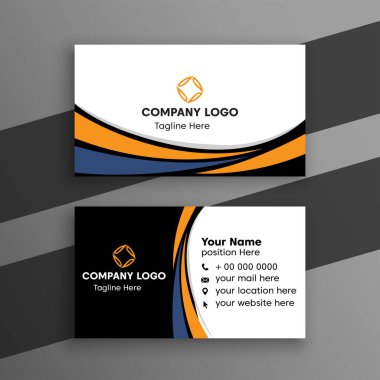 Zarif küçük siyah ve sarı kartvizit şablonu