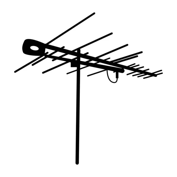 Icône Antenne Télévision Isolée Sur Fond Blanc Silhouette Antenne Télévision — Image vectorielle