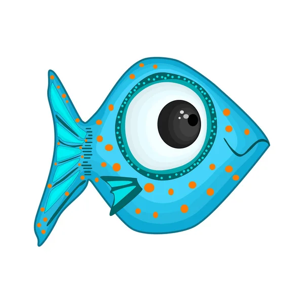 Pesce Cartone Animato Isolato Sfondo Bianco Carino Kawaii Acquario Colorato — Vettoriale Stock