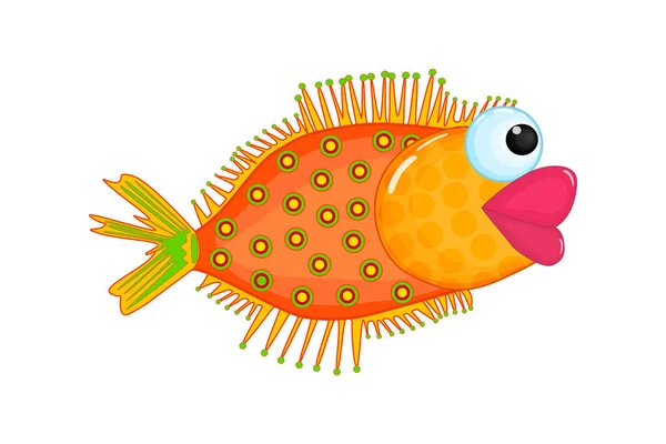Мультяшна Риба Ізольована Білому Тлі Милі Каваї Барвистий Акваріум Або — стоковий вектор