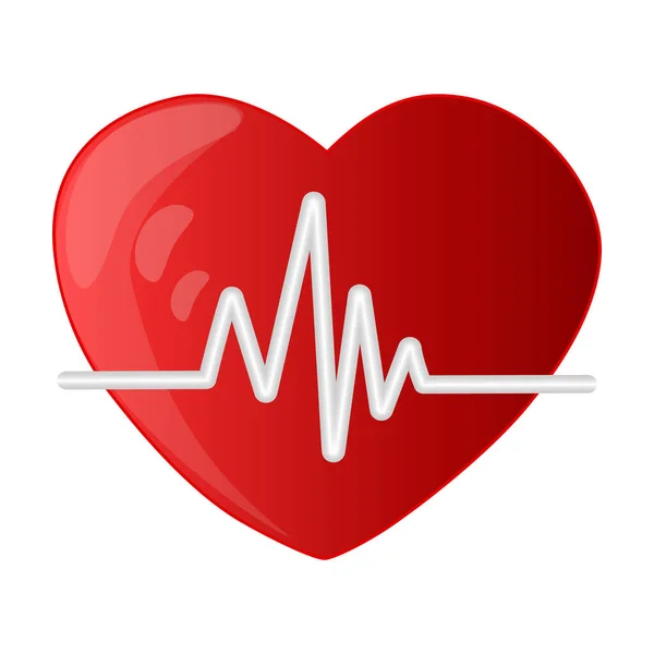 Heart Beat Pulse Line Isolated White Background Heartbeat Icon Medical — Stock Vector