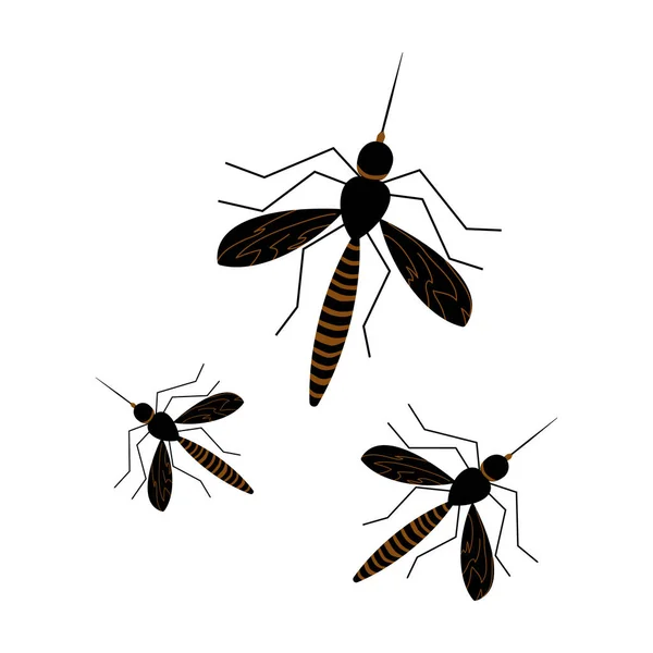 蚊群は白地に隔離されている グナットシンプルなフラットアイコン 記号または記号 モスキートシルエットデザイントップビュー 漫画昆虫害虫ピクトグラム 害虫駆除 除去サービス ストックベクトルイラスト — ストックベクタ