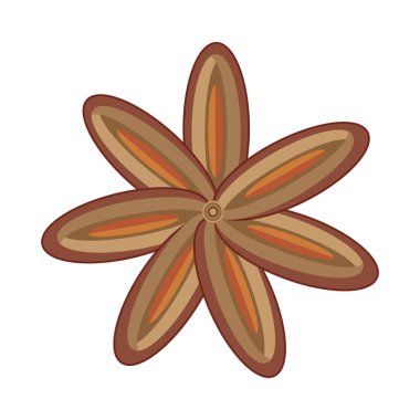 Beyaz arka planda yıldız anasonu izole edildi. Badian ikonu. Gıda aromatik bileşeni. Pişirme ve bitkisel ilaç için baharat. Noel baharatları. Kış çeşnisi. Doğal koku elementi. Stok vektör illüstrasyonu