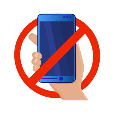 Telefon yasağı işareti beyaz arka planda izole edilmiş. Telefon yok, akıllı telefon simgesi yok. Telefon kullanmayın. Sessiz arama bölgesi işareti. Sessiz mod cep telefonu. Akıllı telefon yasaklama işareti. Akıllı telefon yasağı sembolü. Stok vektör illüstrasyonu