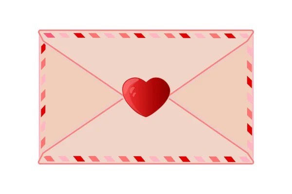 Pink Envelope Heart Stamp Isolated White Background Romantic Letter Heart — Stock Vector