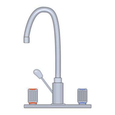 Musluk beyaz arkaplanda izole edildi. Musluk ya da karıştırıcı musluk musluğu tesisat için metal vinç. Tesisat ve su kaynağı. Banyo ve mutfak lavabosu için çelik krom kaplama su musluğu. Stok vektör illüstrasyonu