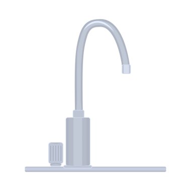 Musluk beyaz arkaplanda izole edildi. Musluk ya da karıştırıcı musluk musluğu tesisat için metal vinç. Tesisat ve su kaynağı. Banyo ve mutfak lavabosu için çelik krom kaplama su musluğu. Stok vektör illüstrasyonu