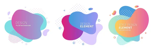 Soyut modern grafik elementler kümesi. Akan sıvı şekilli kademeli soyut afişler. Dinamik renkli formlar ve çizgi. Bir logo, el ilanı ya da sunum tasarımı şablonu. Vektör.