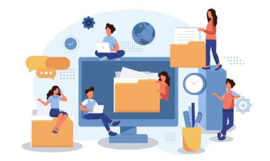 Elektronik dosya düzenleme servisi, Web afişi, bilgi grafikleri, mobil resimler için vektör illüstrasyonu