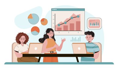 Uzman konsepti. Profesyonel iş danışmanı iş için çözümler sağlar. Uzmanlık ve kurumsal danışmanlık. Strateji yönetimi ve sorun çözme fikri. Düz vektör illüstrasyonu