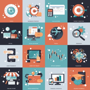 Web siteleri ve mobil uygulamalar için iş, teknoloji ve yönetim simgesi. Düz vektör illüstrasyonu