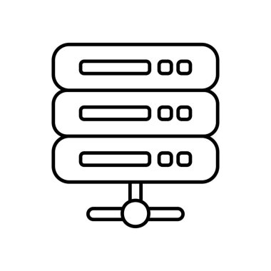 Veri merkezi çizgi simgesi. Mobil konsept ve web tasarımı için Bilgisayar Sunucusu doğrusal işareti. Sunucuları dizin ana vektör simgesi. Sembol, logo çizimi. Vektör grafikleri
