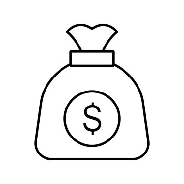 Finans simgesi. Para çantası doğrusal simgesi. Satır özelleştirilebilir illüstrasyon. Contour sembolü. Vektör izole çizim. Düzenlenebilir vuruş