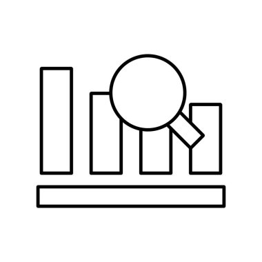 Grafik çizelgesi, ekonomik taslak simgesi. Para işi tasarımı artırır. Büyüteçle veri tablosu