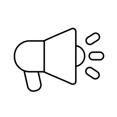 Sesli megafon, doğrusal simge. Reklam ve dağıtım. Düzenlenebilir vuruşlu satır