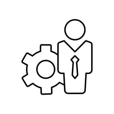 İş adamı çizgisi ikonu. Çarklı kravatlı adam. Yönetim ve İşgal kavramı. Üst yönetim, bankacılık, finans, yatırım gibi konularda kullanılabilir